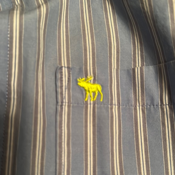 2 ea Abercrombie & Fitch Blue and Yellow Casual Button Down long sleeve Shirts - Picture 3 of 7